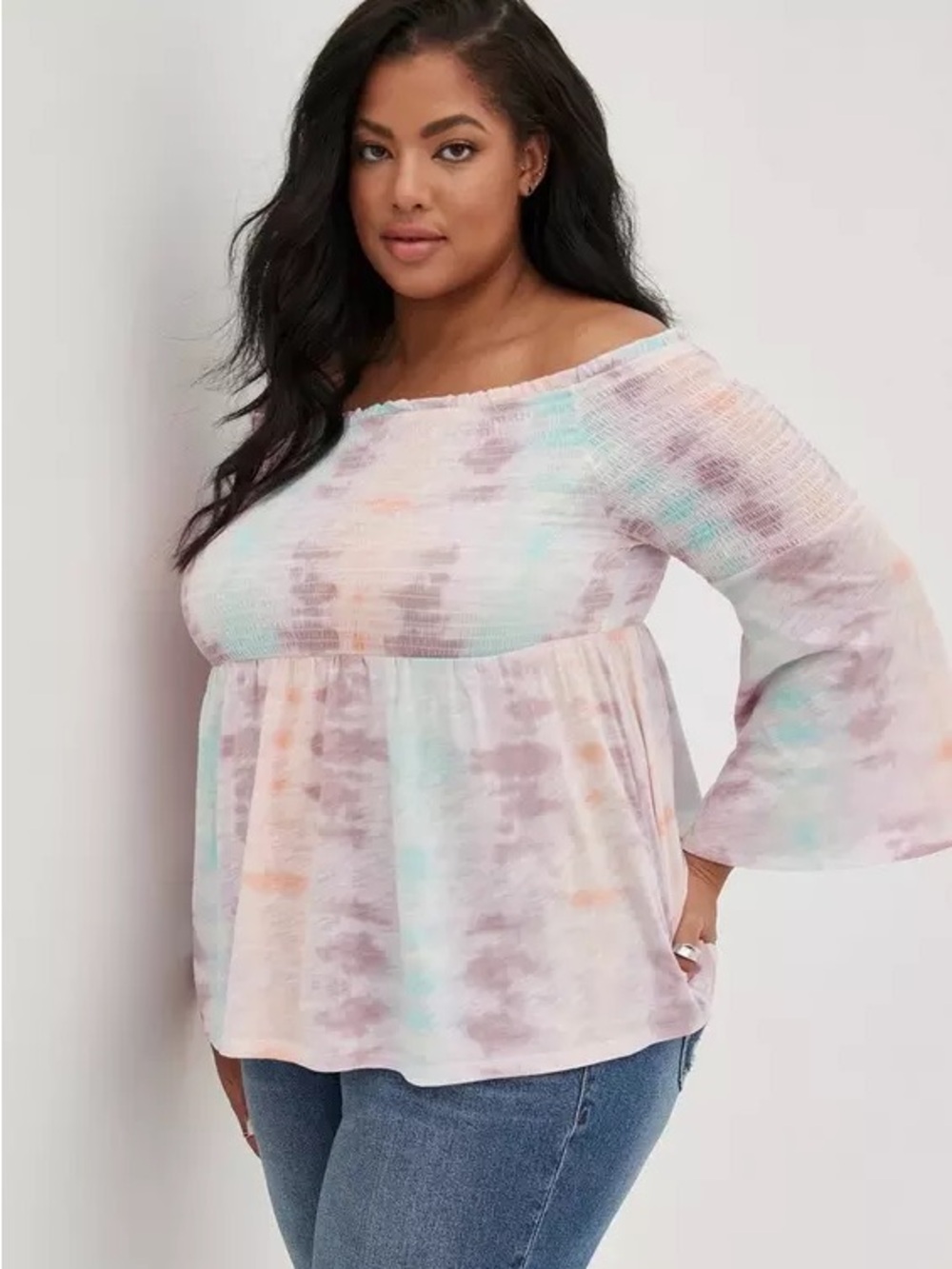 Torrid Tie Dye Babydoll Cold Shouldet Top 💕